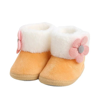 My Little Family - Toddler Winter Shoes - Yellow with Flower / 0-6m