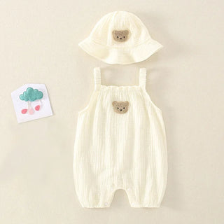 My Little Family - Summer Onesie with Matching Hat - Beige / 0-3m