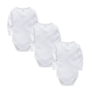 My Little Family - Long Sleeve Plain Bodysuit Sets - 3 White Bodysuits / 0-3m