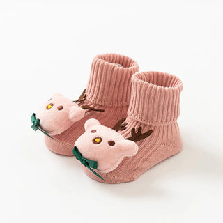 My Little Family - Cute Baby Socks - Pink christmas deer / S