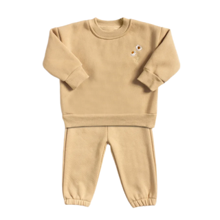 My Little Family - Daisies Sweatshirt and Pants Set - Khaki / 9-12m