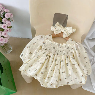 My Little Family - Flower Bodysuit Dress - Long Sleeve / 3-6m