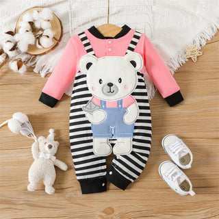 My Little Family - Long Sleeve Teddy Onesie - Pink / 0-3m