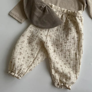 My Little Family - Organic Linen Baby Pants - Floral / 3-6m