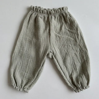 My Little Family - Organic Linen Baby Pants - Green / 3-6m