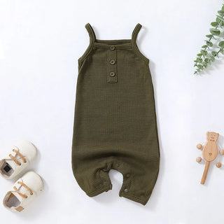 My Little Family - Sleeveless Cotton Summer Jumpsuit - Green / 80