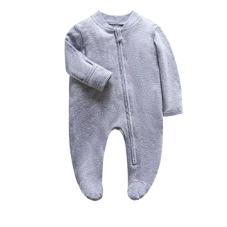 My Little Family - Newborn Footed Pajamas Onesie - Gray / 0-3m