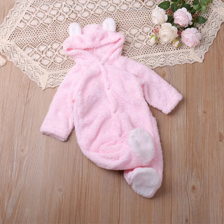 My Little Family - Teddy Bear Winter Onesie - Pink / 0-3m