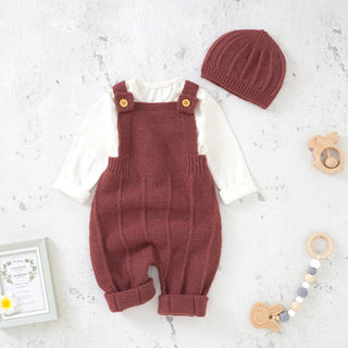 My Little Family - Knitted Overall and Hat - Red / 3m