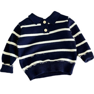 My Little Family - Striped Baby Polo Shirt - Blue / 0-6m