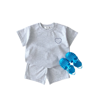 My Little Family - Summer hearts set - Gray / 6-12m