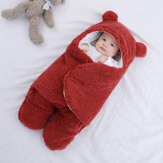 My Little Family - Fluffy Newborn Swaddle Sleeping Bag - Red / 0-3m